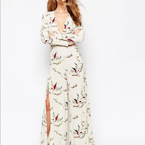 Asos Jumpsuit in Painterly Bird Print - Picture 2 of 3